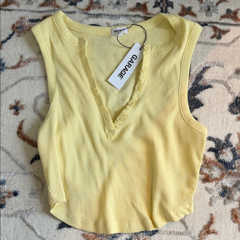 Garage Sunny Yellow Ribbed Tank Top